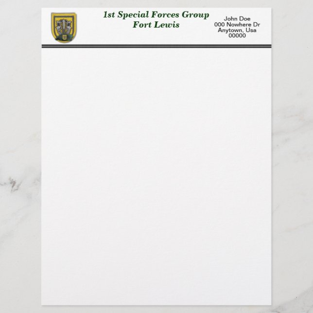 1st special forces fort lewis veterans flash Lette (Front)