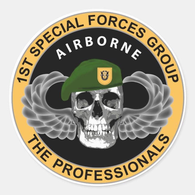 1st Special Forces Group Skull Classic Round Sticker (Front)