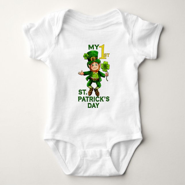1st St. Patrick's Day Leprechaun Baby Bodysuit (Front)