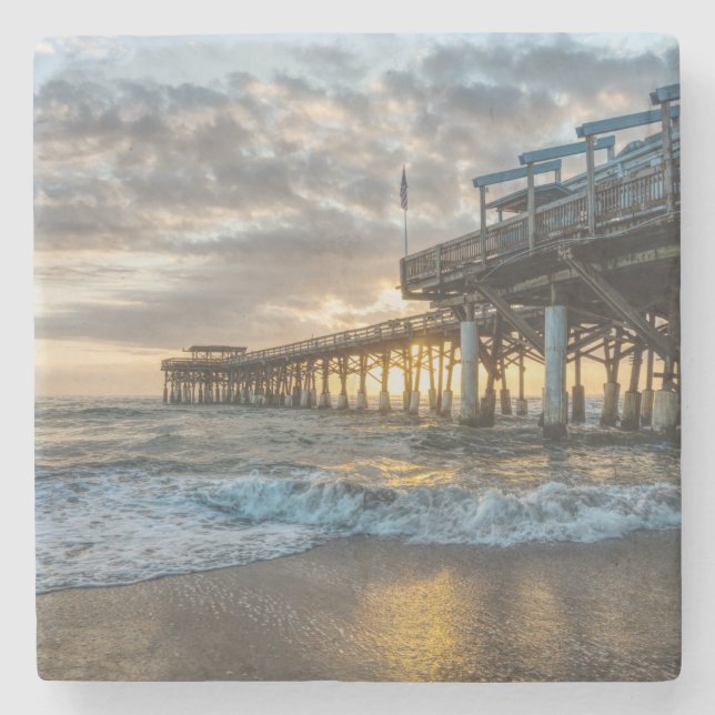1st Sunrise 2017 Cocoa Beach Stone Coaster (Front)