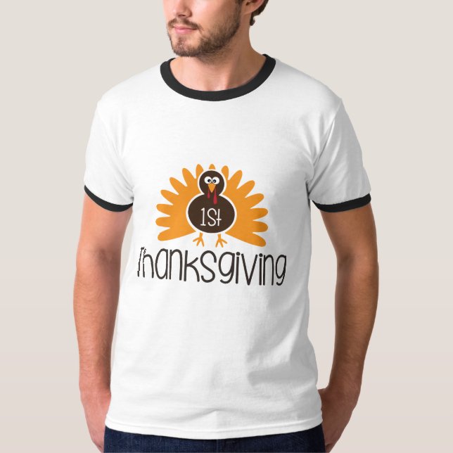 1st Thanks giving white Men's Basic Ringer T-Shirt (Front)