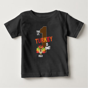 1st thanksgiving birthday party li'l turkey is one baby T-Shirt
