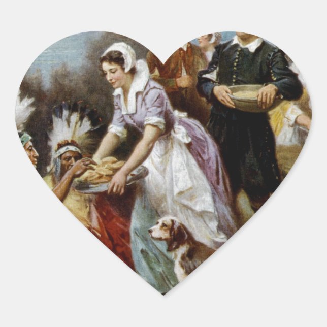 1st thanksgiving heart sticker (Front)