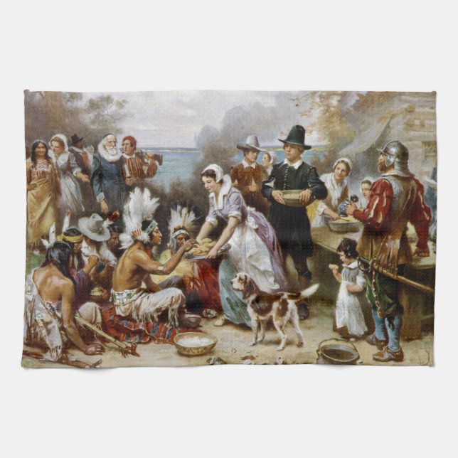 1st thanksgiving tea towel (Horizontal)