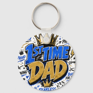 1st Time Dad Two-Tone Coffee Key Ring