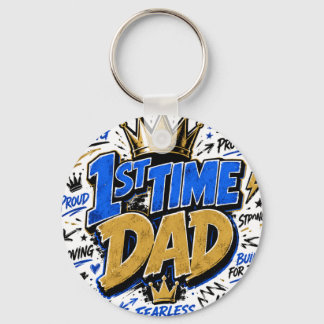 1st Time Dad Two-Tone Coffee Key Ring