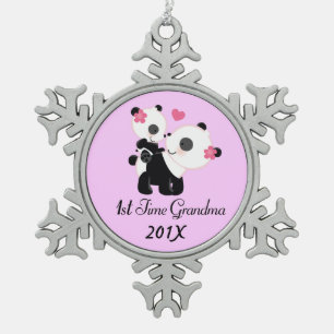 1st Time Grandma personalised keepsake Snowflake Pewter Christmas Ornament