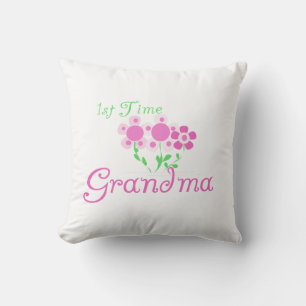1st Time Grandma Pink Flowers Gifts Cushion