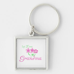 1st Time Grandma Pink Flowers Gifts Key Ring
