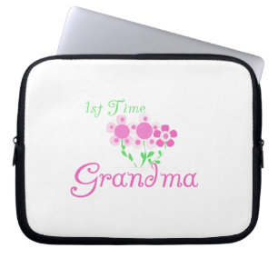 1st Time Grandma Pink Flowers Gifts Laptop Sleeve