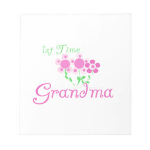 1st Time Grandma Pink Flowers Gifts Notepad