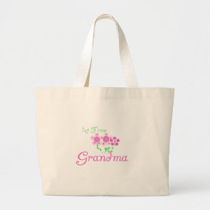 1st  Time Grandma-Pink Flowers Large Tote Bag