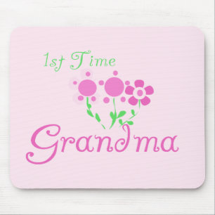 1st  Time Grandma-Pink Flowers Mouse Mat