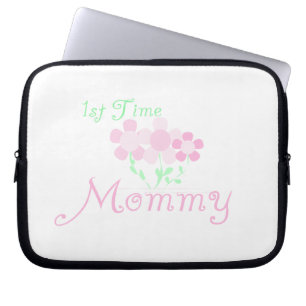 1st Time Mummy Pink Flowers Gifts Laptop Sleeve