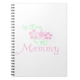 1st Time Mummy Pink Flowers Gifts Notebook