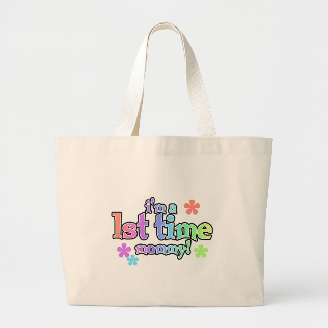 1st Time Mummy-Rainbow T-shirts and Gifts Large Tote Bag (Front)