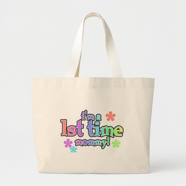 1st Time Mummy-Rainbow T-shirts and Gifts Large Tote Bag (Front)