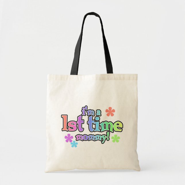 1st Time Mummy-Rainbow T-shirts and Gifts Tote Bag (Front)