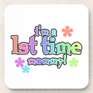 1st Time Mummy Rainbow Text Gifts Coaster