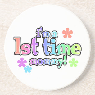 1st Time Mummy Rainbow Text Gifts Coaster