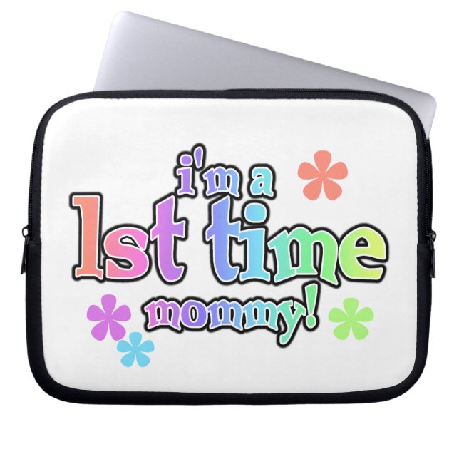 1st Time Mummy Rainbow Text Gifts Laptop Sleeve (Front)