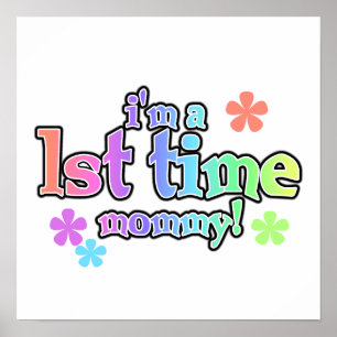 1st Time Mummy Rainbow Text Gifts Poster