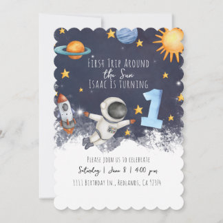 1st Trip Around the Sun Baby Boys First Birthday Invitation