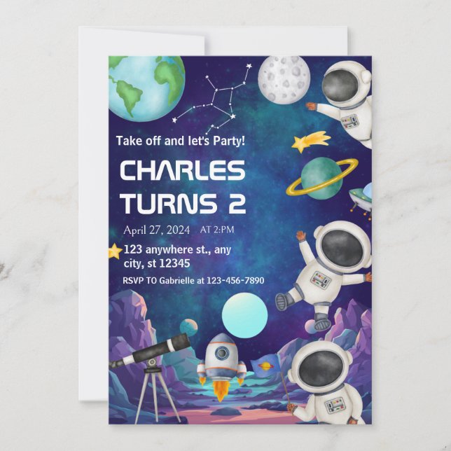 1st Trip Around the Sun Birthday Boy Invitation (Front)