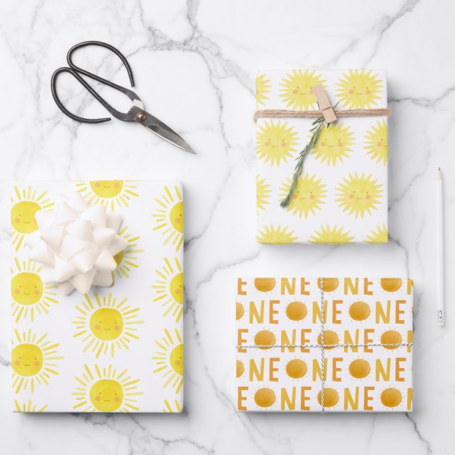 1st Trip Around The Sun Birthday Party Gift Wrappi Wrapping Paper Sheet (Front)