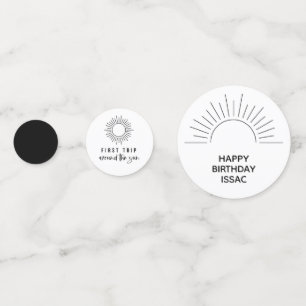 1st Trip Around the Sun Custom 3-Photo Minimalist Confetti