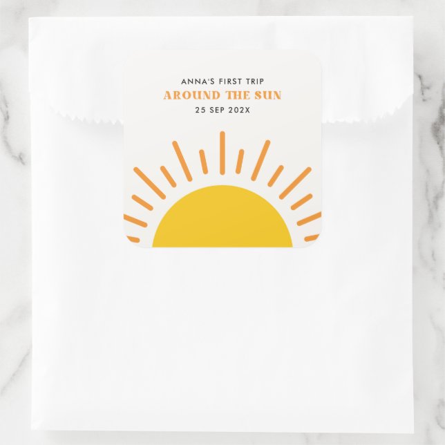 1st trip around the sun First Birthday Square Sticker (Bag)