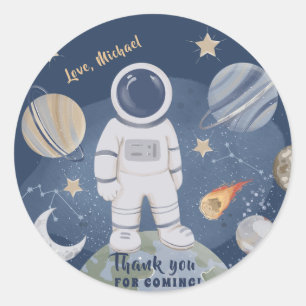 1st Trip Galaxy Boy Birthday Thank You Classic Rou Classic Round Sticker