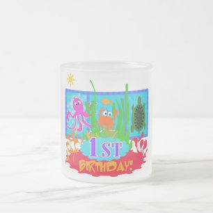 1st Undersea Adventure Birthday Tshirts Frosted Glass Coffee Mug
