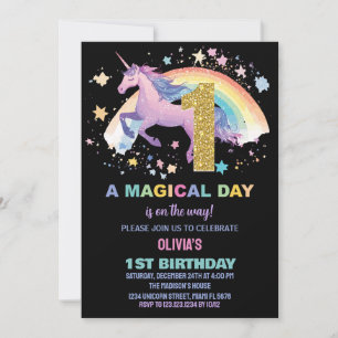 1st Unicorn Birthday Invitations