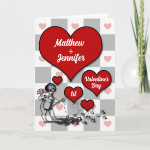 1st Valentine's Day Cupid Custom Heart Holiday Card