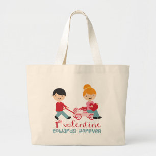 1st Valentines Day Together Large Tote Bag