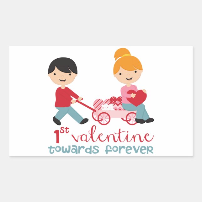 1st Valentines Day Together Rectangular Sticker (Front)