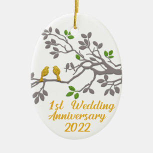 1st Wedding Anniversary 2022 Unique gift idea Ceramic Tree Decoration