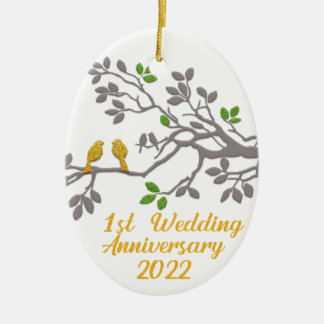 1st Wedding Anniversary 2022 | Unique gift idea Ceramic Tree Decoration