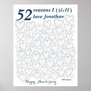 1st Wedding Anniversary - 52 Reasons I Still Love Poster