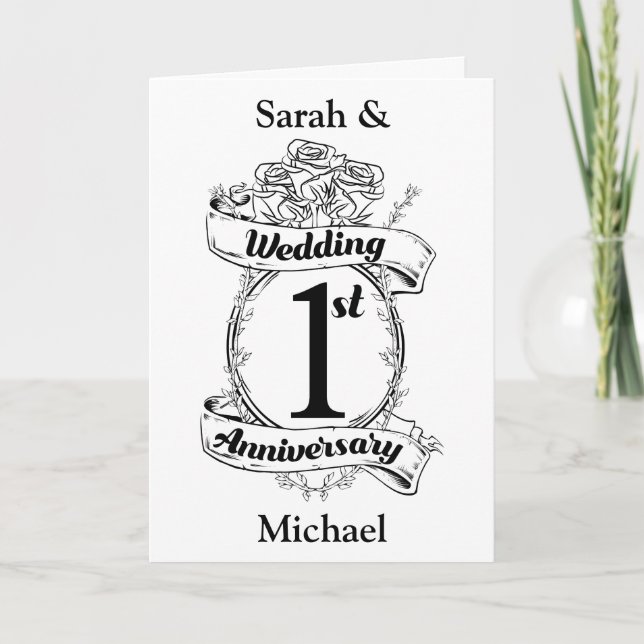 1st Wedding Anniversary Card (Front)
