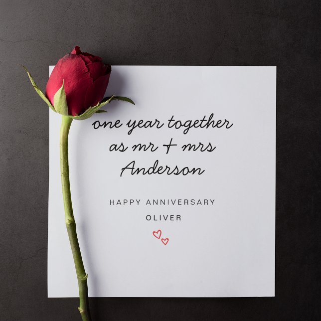 1st Wedding Anniversary Card For Husband Wife (Front)