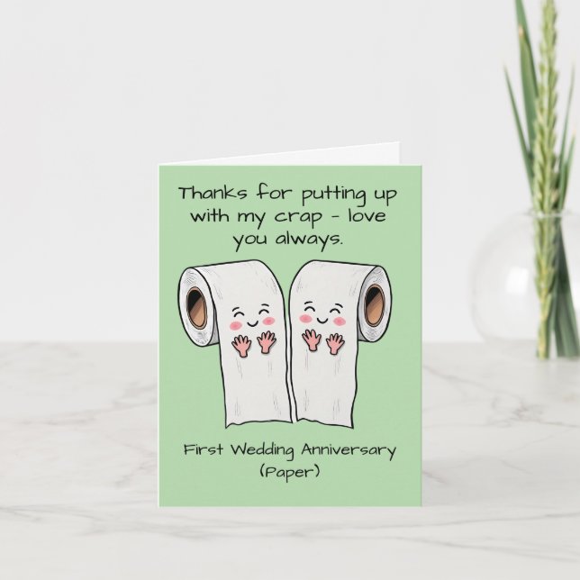 1st wedding anniversary card Paper first (Front)