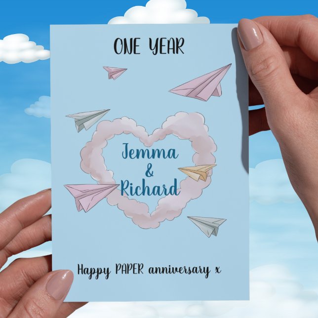 1st wedding anniversary card Paper planes (Creator Uploaded)