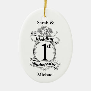 1st Wedding Anniversary Ceramic Tree Decoration