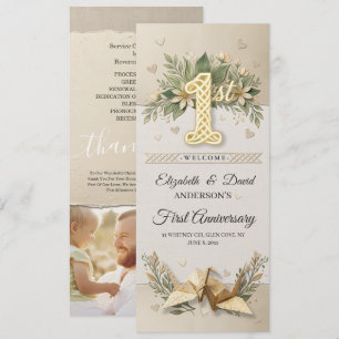 1st Wedding Anniversary Ceremony Paper Crane Photo Programme