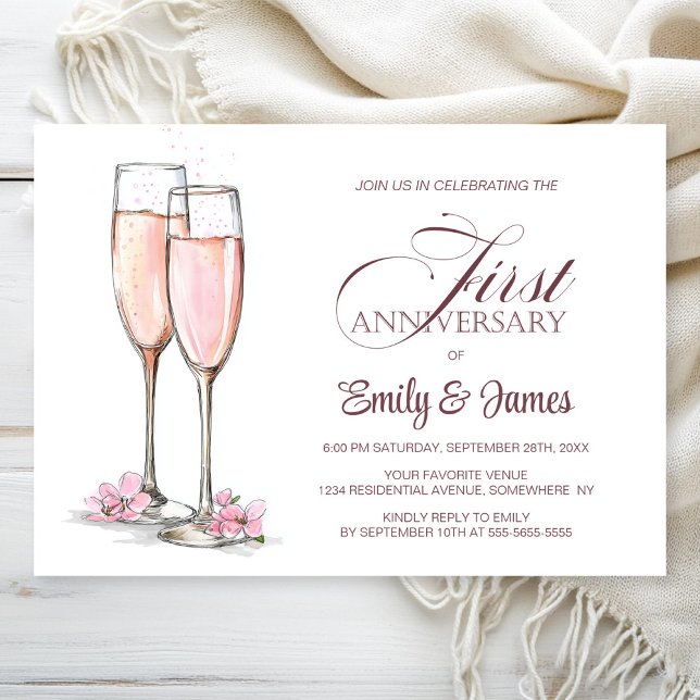 1st Wedding Anniversary Champagne Invitation (Creator Uploaded)