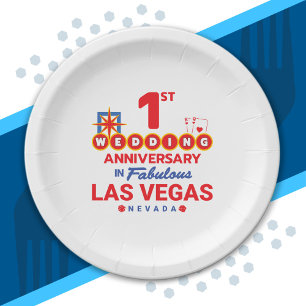 1st Wedding Anniversary Couples Las Vegas Trip Paper Plate