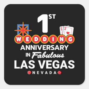 1st Wedding Anniversary Couples Las Vegas Trip Square Sticker