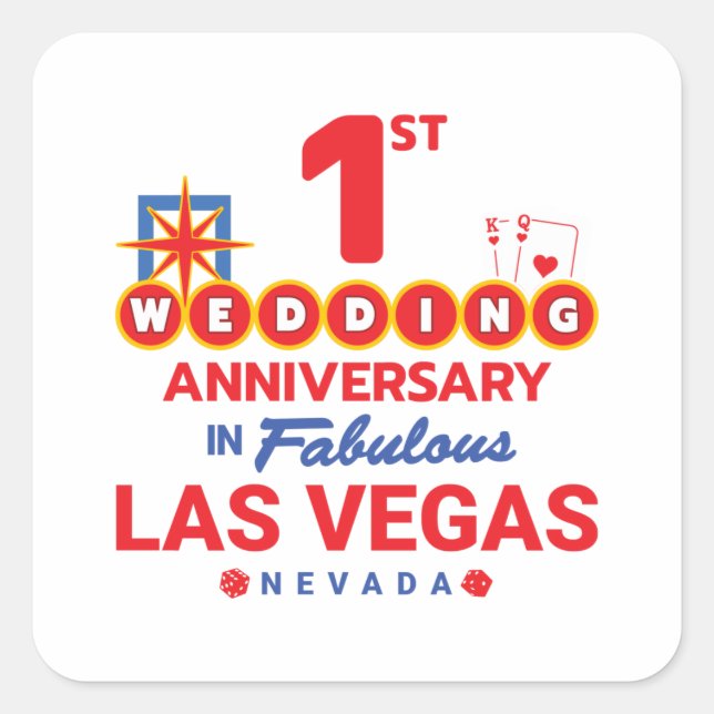 1st Wedding Anniversary Couples Las Vegas Trip Square Sticker (Front)